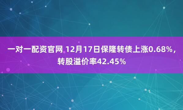一对一配资官网 12月17日保隆转债上涨0.68%，转股溢价率42.45%